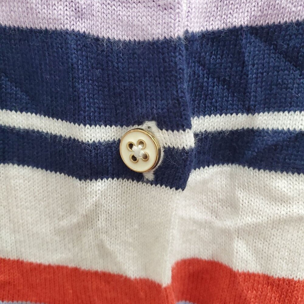 Lands' End Women's White Multicolor Stripe Preppy Yacht Button Up Cardigan Sz XS - Picture 2 of 6